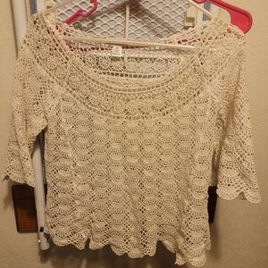 Cato Beige Crochet Knit Blouse